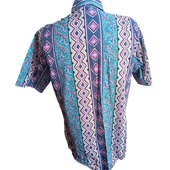 Vintage Large Brushpopper Western Shirt Aztec Geometric Wrangler USA Cowboy Cut - Picture 6 of 8